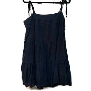 Abercrombie & Fitch black tiered textured mini dress tie sleeve - black Large